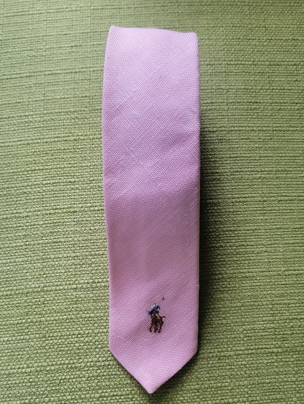 Ralph Lauren Light Pink Lenin Tie with Polo Player Emblem